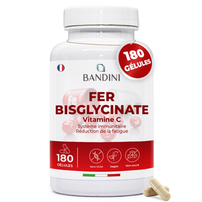 Bandini - Fer Bisglycinate 70mg - 180 Gélules - Publicité Bandini - Fer Bisglycinate 70mg - 180 Gélules - Publicité