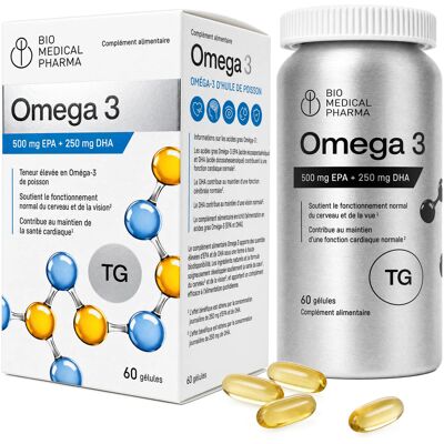 Bio Medical Pharma Omega 3 Huile De Poisson - 500mg Epa + 250mg Dha - Forme Tg, Ifos 60 Gel. Publicité Bio Medical Pharma Omega 3 Huile De Poisson - 500mg Epa + 250mg Dha - Forme Tg, Ifos 60 Gel. Publicité
