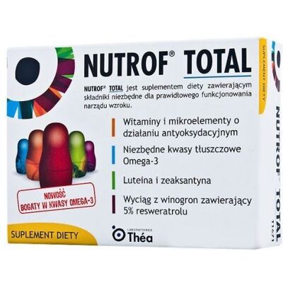 Thea Nutrof Total 60 Capsules – Complément Yeux, Lutéine, Oméga-3, Vitamines C - Publicité Thea Nutrof Total 60 Capsules – Complément Yeux, Lutéine, Oméga-3, Vitamines C - Publicité