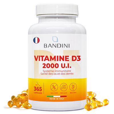 Bandini - Vitamin D3 2000UI - Huile d'olive - Complément alimentaire - Publicité Bandini - Vitamin D3 2000UI - Huile d'olive - Complément alimentaire - Publicité