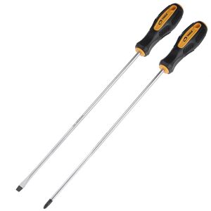 Uxcell #2 Cruciforme / 7mm Fendu Tournevis 12\" S2 Acier Antidérapant Noir+jaune - Publicité Uxcell #2 Cruciforme / 7mm Fendu Tournevis 12\" S2 Acier Antidérapant Noir+jaune - Publicité