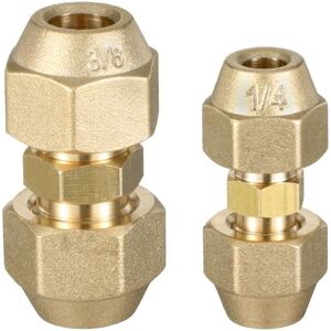 Eurowagens 2pcs 3/8pouce Et 1/4pouce Connecteur De Raccord En Laiton Pour Tube En Cuivre - Publicité Eurowagens 2pcs 3/8pouce Et 1/4pouce Connecteur De Raccord En Laiton Pour Tube En Cuivre - Publicité