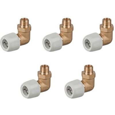 Hep2o Wavin Coude Laiton Mâle 22mm He5m/22w Pour Tube 90° 2 Pièces Lot De 5 - Publicité Hep2o Wavin Coude Laiton Mâle 22mm He5m/22w Pour Tube 90° 2 Pièces Lot De 5 - Publicité