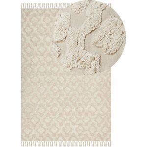 Tapis en coton beige - 160x230 cm, motif géométrique - Salon - Publicité Tapis en coton beige - 160x230 cm, motif géométrique - Salon - Publicité
