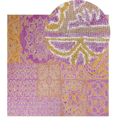 Tapis en Laine Multicolore 200 x 200 cm - Style Vintage/Oriental - Publicité Tapis en Laine Multicolore 200 x 200 cm - Style Vintage/Oriental - Publicité