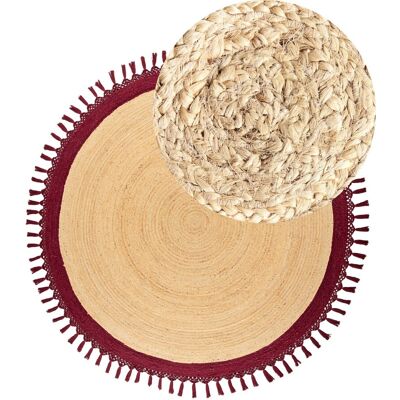 Beliani - Tapis rond en jute et coton - 200cm - Style boho - Publicité Beliani - Tapis rond en jute et coton - 200cm - Style boho - Publicité