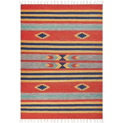 Tapis kilim en coton Beliani - Motif géométrique - Reversible - 140x200 cm - Publicité Tapis kilim en coton Beliani - Motif géométrique - Reversible - 140x200 cm - Publicité