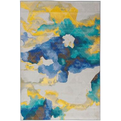 Beliani - Tapis Design - Ceyhan - 160 X 230 Cm, En Polyester, Bleu, Jaune Et Bla - Publicité Beliani - Tapis Design - Ceyhan - 160 X 230 Cm, En Polyester, Bleu, Jaune Et Bla - Publicité
