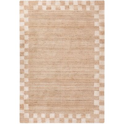 Beliani Tapis Rectangulaire Tissé En Jute Et Coton 160 X 230 Cm Avec Bordure À Carreaux - Publicité Beliani Tapis Rectangulaire Tissé En Jute Et Coton 160 X 230 Cm Avec Bordure À Carreaux - Publicité