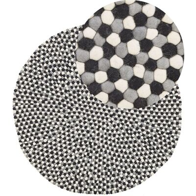 Tapis rond en boules de laine feutrée Beliani ø140 cm - Tapis - Publicité Tapis rond en boules de laine feutrée Beliani ø140 cm - Tapis - Publicité