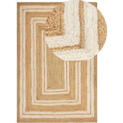 Tapis en jute beige Beliani 200x300cm - Motif géométrique - Publicité Tapis en jute beige Beliani 200x300cm - Motif géométrique - Publicité