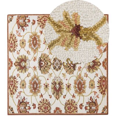 Tapis en laine Beliani 200x200 cm Beige et Marron Motif Vintage - Tapis - Publicité Tapis en laine Beliani 200x200 cm Beige et Marron Motif Vintage - Tapis - Publicité