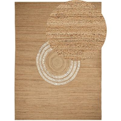 Tapis en jute beige Beliani - 300x400cm Style boho Motif naturel - Publicité Tapis en jute beige Beliani - 300x400cm Style boho Motif naturel - Publicité
