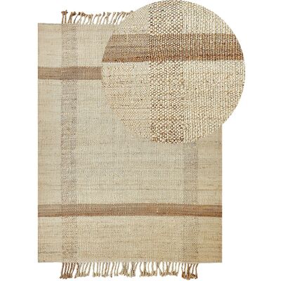 Beliani Tapis en Jute Beige 140 x 200 cm - Tapis - Publicité Beliani Tapis en Jute Beige 140 x 200 cm - Tapis - Publicité