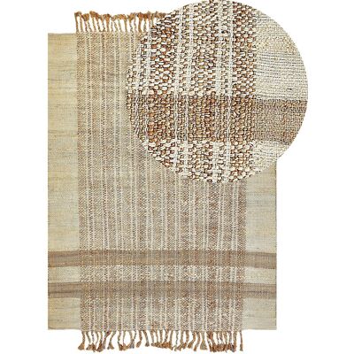 Tapis en Jute Beige Beliani - 140x200 cm, Motif Géométrique - Publicité Tapis en Jute Beige Beliani - 140x200 cm, Motif Géométrique - Publicité