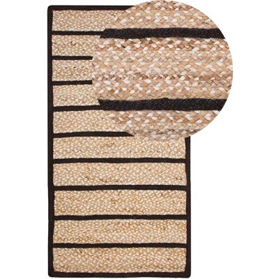 Tapis rayé en coton et jute beige et noir Beliani - Tapis - Publicité Tapis rayé en coton et jute beige et noir Beliani - Tapis - Publicité