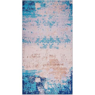 Beliani - Tapis - Inegol - 80 X 150 Cm, En Polyester, Bleu Et Beige - Publicité Beliani - Tapis - Inegol - 80 X 150 Cm, En Polyester, Bleu Et Beige - Publicité