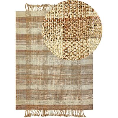 Tapis en Jute Beliani - Rectangulaire, Beige - 140x200cm - Style Boho - Publicité Tapis en Jute Beliani - Rectangulaire, Beige - 140x200cm - Style Boho - Publicité