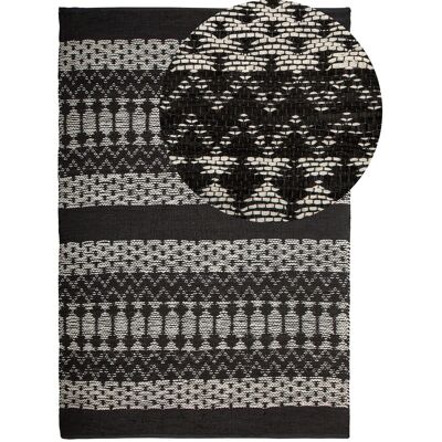 Tapis en cuir Beliani noir avec rectangle blanc 140 x 200 cm Moderne - Tapis - Publicité Tapis en cuir Beliani noir avec rectangle blanc 140 x 200 cm Moderne - Tapis - Publicité