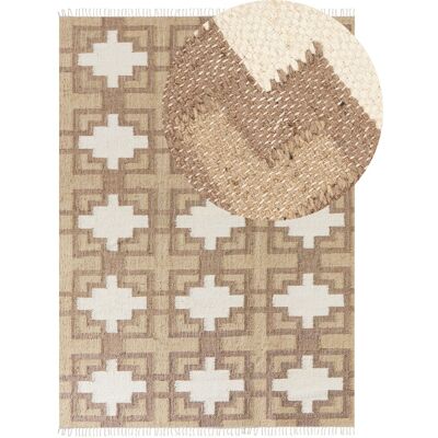 Beliani - Tapis en Jute et Coton Naturel - 160x230cm - Style Boho - Publicité Beliani - Tapis en Jute et Coton Naturel - 160x230cm - Style Boho - Publicité
