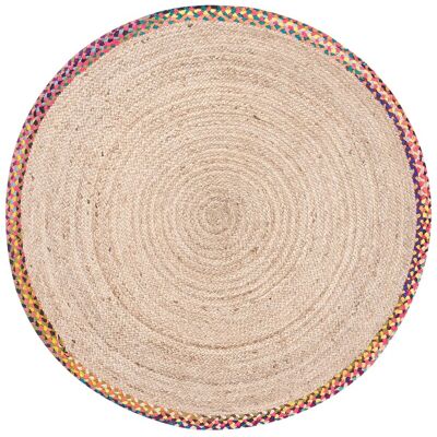 Beliani Tapis En Jute 120 Cm Rond Tressé Bordure Colorée Accessoire Salon Chambre Multic - Publicité Beliani Tapis En Jute 120 Cm Rond Tressé Bordure Colorée Accessoire Salon Chambre Multic - Publicité