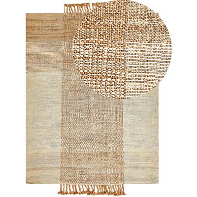 Tapis en Jute Beige Rectangulaire - Style Boho Chambre Salon - Publicité Tapis en Jute Beige Rectangulaire - Style Boho Chambre Salon - Publicité