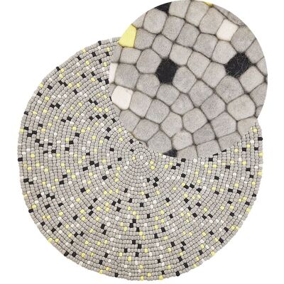 Tapis Rond en Boules de Laine Filtée - 140cm - Gris Clair - Publicité Tapis Rond en Boules de Laine Filtée - 140cm - Gris Clair - Publicité