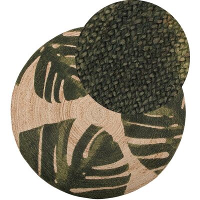 Tapis Rond Beliani avec Motif Feuille de Monstera 140 cm Beige et Vert - Tapis - Publicité Tapis Rond Beliani avec Motif Feuille de Monstera 140 cm Beige et Vert - Tapis - Publicité