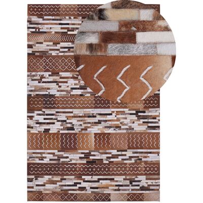 Tapis en cuir de vache Beliani - Marron 160x230cm - Publicité Tapis en cuir de vache Beliani - Marron 160x230cm - Publicité