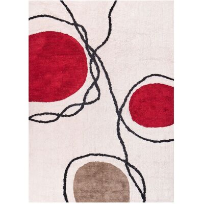 Beliani Tapis En Coton Beige Et Rouge 140 X 200 Cm À Motif Abstrait Touffeté À La Main B - Publicité Beliani Tapis En Coton Beige Et Rouge 140 X 200 Cm À Motif Abstrait Touffeté À La Main B - Publicité