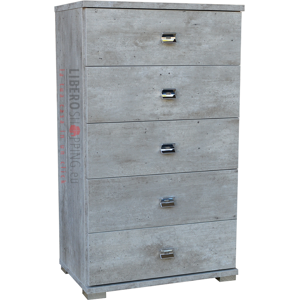 Liberoshopping Commode 5 Tiroirs En Bois 53x91h Cm Cemento - Publicité Liberoshopping Commode 5 Tiroirs En Bois 53x91h Cm Cemento - Publicité