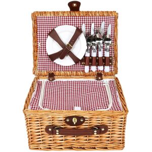Sans Marque Panier De Pique-Nique Avec Vaisselle Pour 4 Personnes, En Osier Classique - Publicité Sans Marque Panier De Pique-Nique Avec Vaisselle Pour 4 Personnes, En Osier Classique - Publicité