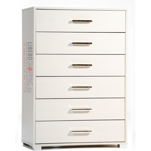 Liberoshopping Commode En Bois Avec 6 Tiroirs 81x118h Cm Frêne Blanc - Publicité Liberoshopping Commode En Bois Avec 6 Tiroirs 81x118h Cm Frêne Blanc - Publicité