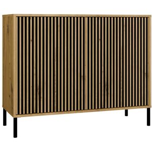 Sans Marque Commode Kamaro 2d Slim, Chêne Artisanal, Façade À Lattes - Publicité Sans Marque Commode Kamaro 2d Slim, Chêne Artisanal, Façade À Lattes - Publicité