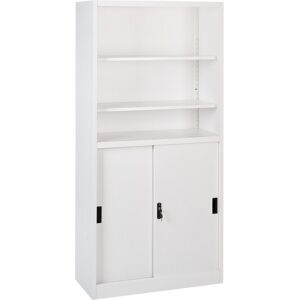 Armoire de rangement blanche Beliani avec 2 portes et étagères ouvertes - Style industriel - Publicité Armoire de rangement blanche Beliani avec 2 portes et étagères ouvertes - Style industriel - Publicité