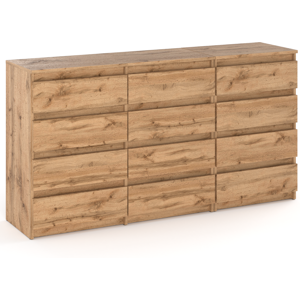 Sans Marque Grande Commode À 12 Tiroirs, Meuble Tv De 180 Cm, Chêne Wotan - Publicité Sans Marque Grande Commode À 12 Tiroirs, Meuble Tv De 180 Cm, Chêne Wotan - Publicité