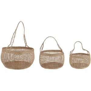 Beliani Ensemble de 3 paniers en herbes marines naturelles avec poignées - Accessoire maison - Style boho - Publicité Beliani Ensemble de 3 paniers en herbes marines naturelles avec poignées - Accessoire maison - Style boho - Publicité