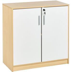 Beliani Petite Armoire À 2 Portes 80cm Panneaux Particules De Bois Marron Clair Et Blanc - Publicité Beliani Petite Armoire À 2 Portes 80cm Panneaux Particules De Bois Marron Clair Et Blanc - Publicité