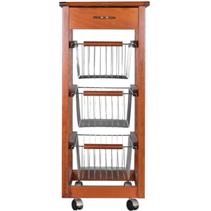 Liberoshopping Chariot Slim En Bois De Hêtre, 3 Paniers Et 1 Tiroir, Plateau En Céramique, Ceri - Publicité Liberoshopping Chariot Slim En Bois De Hêtre, 3 Paniers Et 1 Tiroir, Plateau En Céramique, Ceri - Publicité