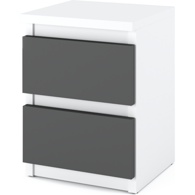 Table de nuit Nakata - 2S - Blanc et gris - 30cm de large - Mobilier de chambre - Publicité Table de nuit Nakata - 2S - Blanc et gris - 30cm de large - Mobilier de chambre - Publicité