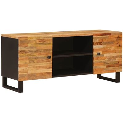 Meuble Tv Marron 105 X 33 X 46 Cm Bois De Mangue Massif Vidaxl - Publicité Meuble Tv Marron 105 X 33 X 46 Cm Bois De Mangue Massif Vidaxl - Publicité
