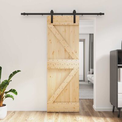 Porte Coulissante Naturel Et Noir 70 X 210 Cm Vidaxl - Publicité Porte Coulissante Naturel Et Noir 70 X 210 Cm Vidaxl - Publicité