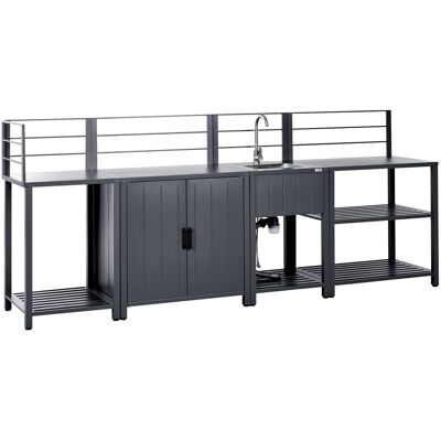 Beliani Ilot De Cuisine D'Extérieur 4 Pièces En Aluminium Avec Meuble Et Évier Rangement - Publicité Beliani Ilot De Cuisine D'Extérieur 4 Pièces En Aluminium Avec Meuble Et Évier Rangement - Publicité