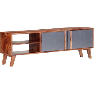 Bois De Sesham Massif Meuble Tv Gris Armoire Basse Divertissement Salon Vidaxl - Publicité Bois De Sesham Massif Meuble Tv Gris Armoire Basse Divertissement Salon Vidaxl - Publicité