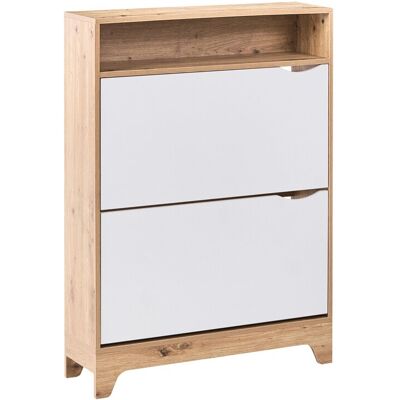 Beliani Meuble À Chaussures Avec 2 Compartiments Mdf Marron Clair Et Blanc Gatton - Publicité Beliani Meuble À Chaussures Avec 2 Compartiments Mdf Marron Clair Et Blanc Gatton - Publicité