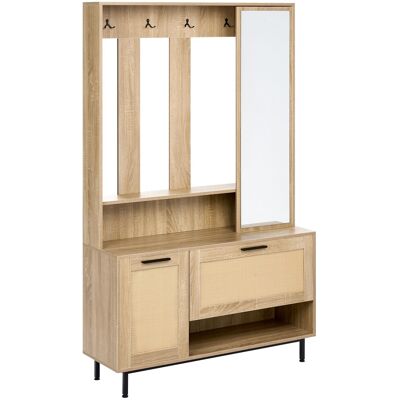 Beliani Meuble D'Entrée Armoire À Chaussures Miroir Longueur 120 Cm Hauteur 179 Cm Porte - Publicité Beliani Meuble D'Entrée Armoire À Chaussures Miroir Longueur 120 Cm Hauteur 179 Cm Porte - Publicité