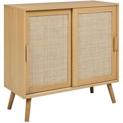 Beliani Buffet À 2 Portes Particules Bois Et Rotin Clair Avec Etagère Rangement Hodgen - Publicité Beliani Buffet À 2 Portes Particules Bois Et Rotin Clair Avec Etagère Rangement Hodgen - Publicité
