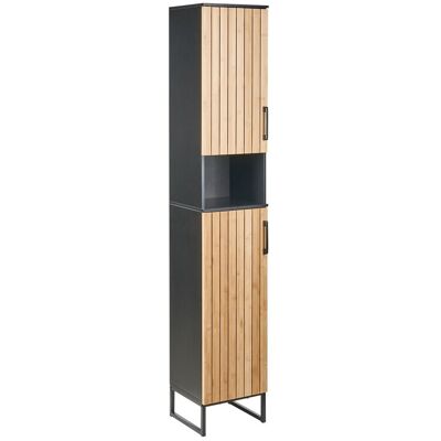 Beliani Armoire De Salle De Bain En Bambou 170x30cm Avec 6 Étagères Noir Et Marron Clair - Publicité Beliani Armoire De Salle De Bain En Bambou 170x30cm Avec 6 Étagères Noir Et Marron Clair - Publicité