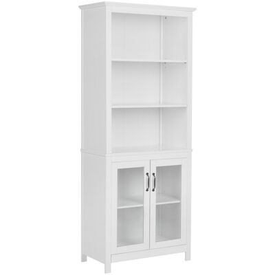 Vitrine MDF Blanche Beliani - Étagères & Verre - 38x181x75 - Publicité Vitrine MDF Blanche Beliani - Étagères & Verre - 38x181x75 - Publicité