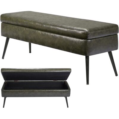 Uimoso Banc De Rangement En Cuir Pu 120 Cm Avec Pieds Et Espace De Stockage Vert - Publicité Uimoso Banc De Rangement En Cuir Pu 120 Cm Avec Pieds Et Espace De Stockage Vert - Publicité